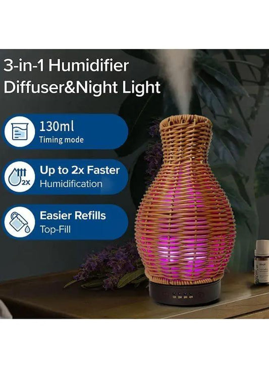 All-in-One 3-in-1 Air Humidifier, Diffuser, and Night Light: Efficient Moisture, Aromatherapy, and Illumination, 120 ML - Fatio General Trading