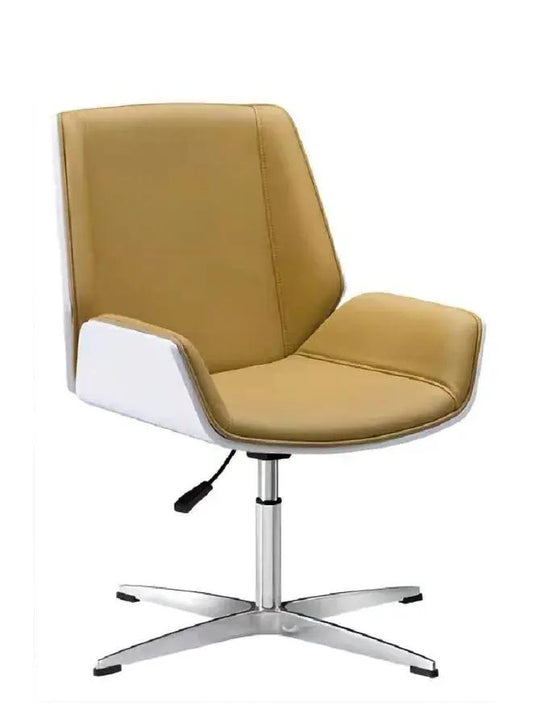 Chair with yellow seat and backrest and white sides on a white background