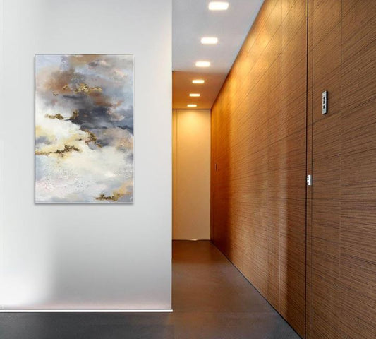 Abstract Hand-Painted Wall Art with Wooden Frame – Thick Canvas Decor for Home & Office