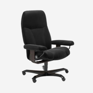Black leather office chair from Stressless