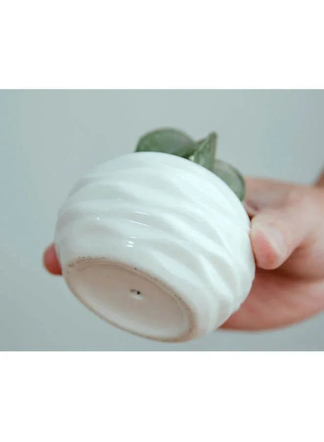 Mini Geometric Indoor Plant Pot with Bamboo Tray & Drainage Hole – Small Succulent Planter for Desk, Office, or Home Garden (Plant Not Included)