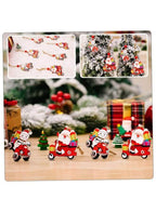 Vintage-Inspired Wooden Santa Claus Christmas Ornaments (12-Pack) - Indoor & Outdoor Decor
