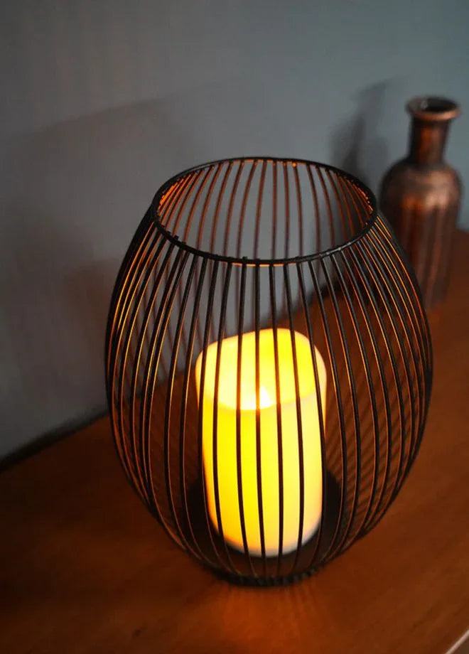 حامل شموع مزخرف أنيق على شكل بيضاوي - قطعة مركزية رائعة للأجواء والاسترخاء