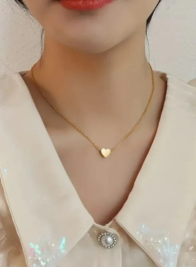 Preserved Red Rose with Heart shape Gold Necklace in Heart Shape Jewelry Box-Valentines Day Gifts for Her