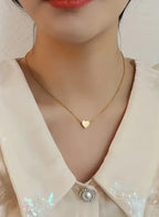 Preserved Red Rose with Heart shape Gold Necklace in Heart Shape Jewelry Box-Valentines Day Gifts for Her