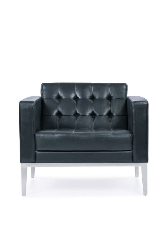 Classic black leather sofa