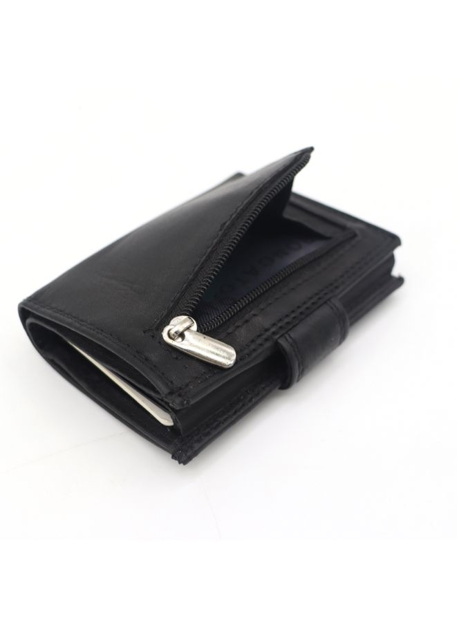 R Roncato Compact RFID Leather Wallet for Men – Italian Nappa Leather with Metal Card Holder, Cash and Coin Compartments