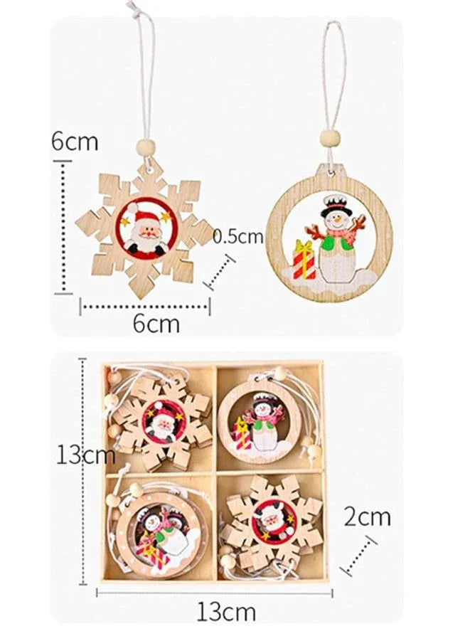 زينة عيد الميلاد الخشبية - شجرة عيد الميلاد المعلقة، ديكورات الجدران والنوافذ والأبواب 12 قلادة سانتا كلوز ورجل الثلج