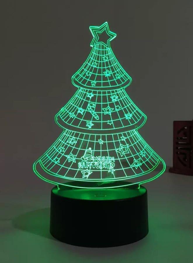 3D Christmas Tree Shape Night Light Touch Table Desk Optical Illusion Lamps 7 Color Changing Lights Home Decoration Xmas Birthday Gift Fatio General Trading