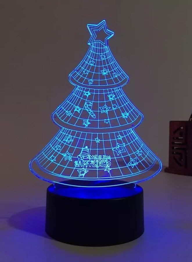 3D Christmas Tree Shape Night Light Touch Table Desk Optical Illusion Lamps 7 Color Changing Lights Home Decoration Xmas Birthday Gift Fatio General Trading