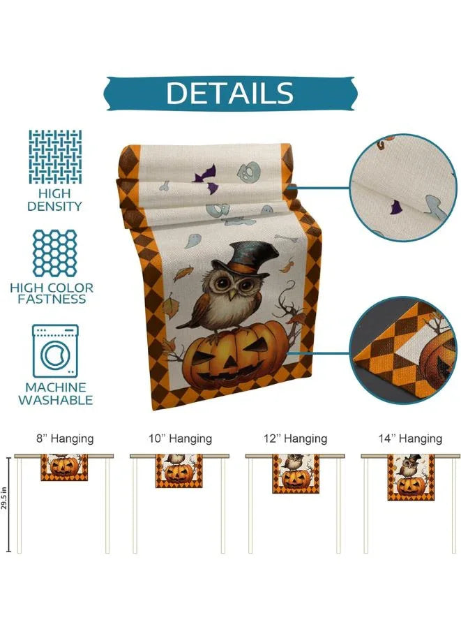 Halloween Rectangle Table Runner -Featuring Happy Halloween Pumpkins