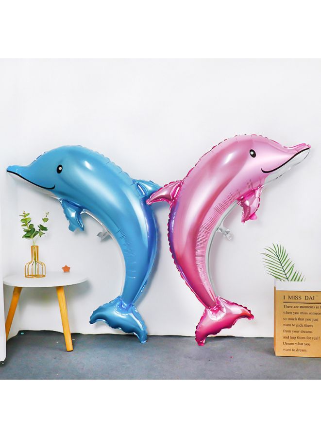 1 pc  Birthday Party Balloons Large Size Dolphin Foil Balloon Adult & Kids Party Theme Decorations for Birthday, Anniversary, Baby Shower, Blue