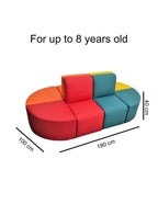 Kids Modular Colorful Soft Foam Sofa Flexible Seating Set Classroom or home, 8 pcs