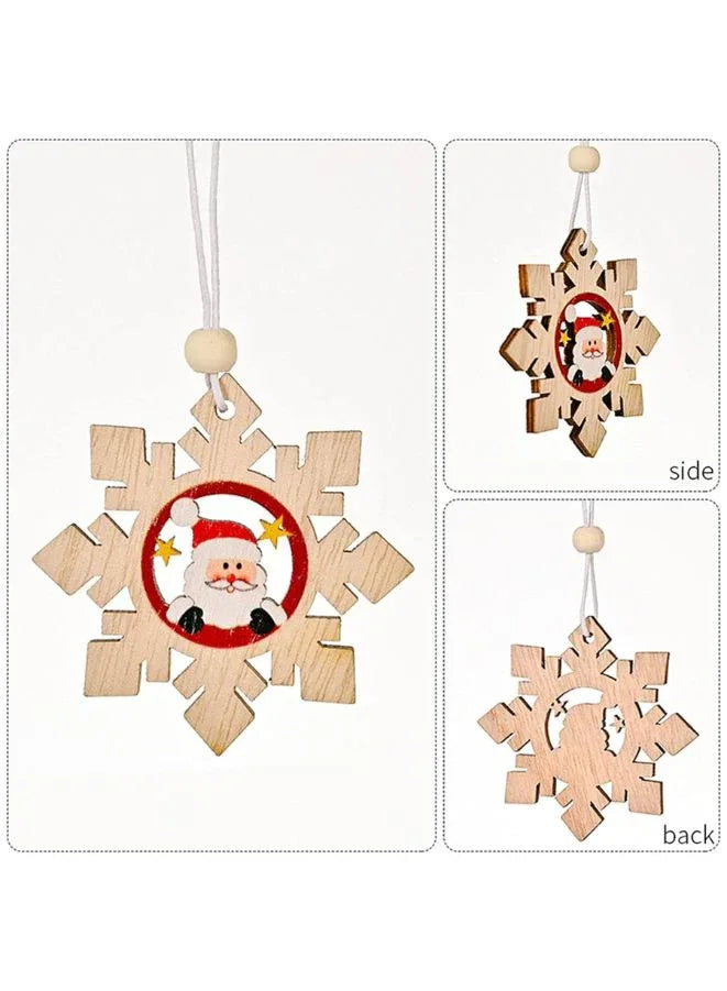 زينة عيد الميلاد الخشبية - شجرة عيد الميلاد المعلقة، ديكورات الجدران والنوافذ والأبواب 12 قلادة سانتا كلوز ورجل الثلج