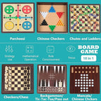 لعبة لوحية متعددة الوظائف 10 في 1 في علبة خشبية