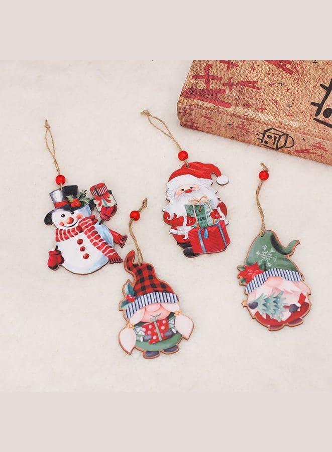 4Pcs Wooden Christmas Hanging Pendant Festival Supplies Ornamental Christmas Snowman Decoration Pendant Lightweight for Christmas Fatio General Trading