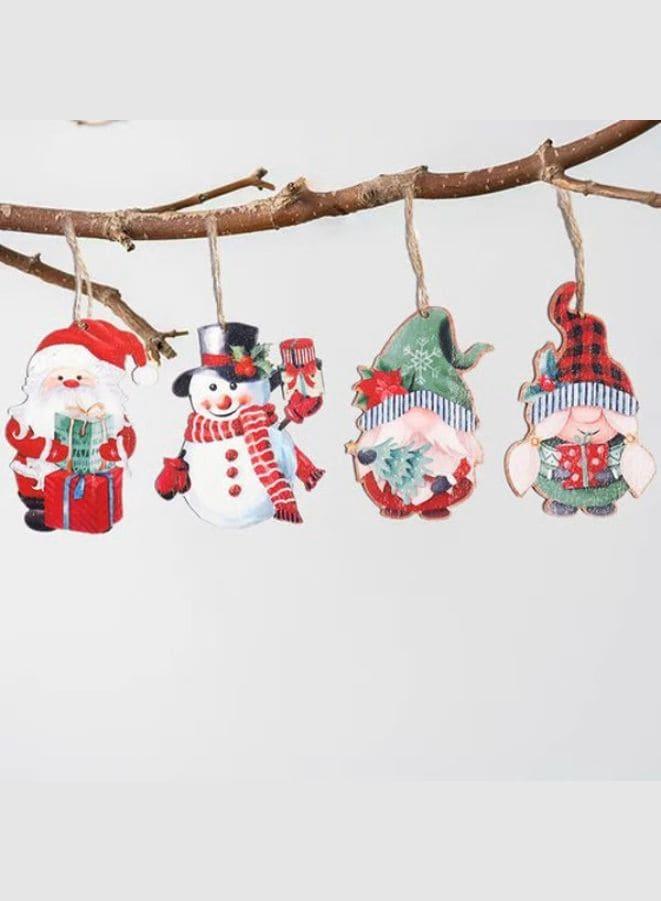 4Pcs Wooden Christmas Hanging Pendant Festival Supplies Ornamental Christmas Snowman Decoration Pendant Lightweight for Christmas Fatio General Trading