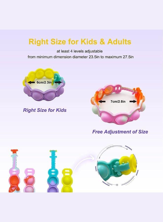 5Pcs Push Pop Fidget Bracelet Fidget Toy, Anxiety Stress Relief Finger Press Bracelet Multicolor Wristband, Durable and Adjustable Hand Toys for Christmas Party Favors Fatio General Trading