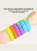 5Pcs Push Pop Fidget Bracelet Fidget Toy, Anxiety Stress Relief Finger Press Bracelet Multicolor Wristband, Durable and Adjustable Hand Toys for Christmas Party Favors Fatio General Trading