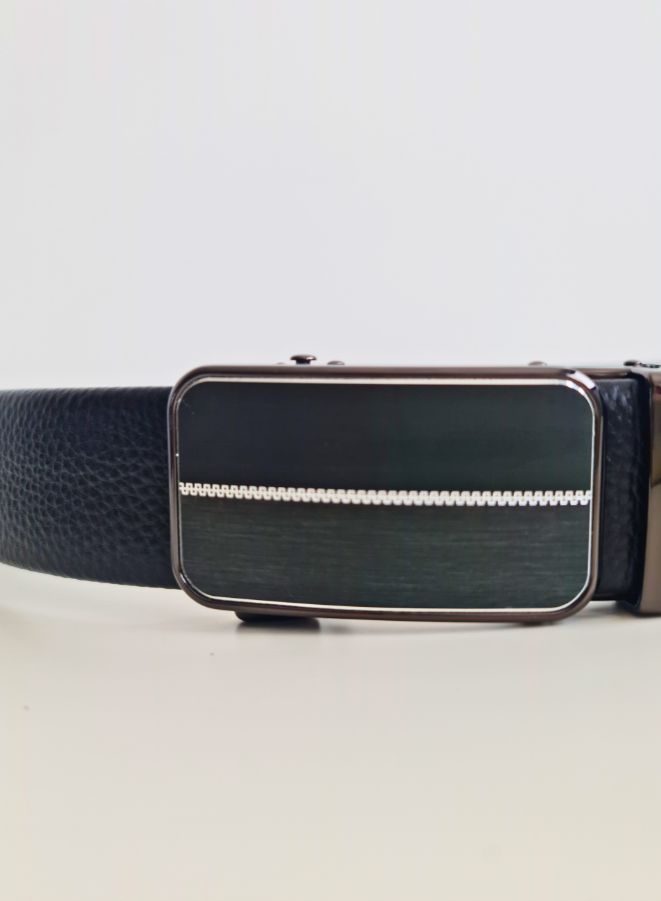 Premium Black Leather Strap Belt with Pin Buckle