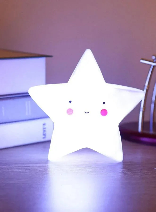 Portable Cartoon LED Night Light for Kids Bedroom Table Lamp Bedside Moon Star Nightlight Best Birthday Gift, Home Décor, Kid' Room Decoration, Living Room
