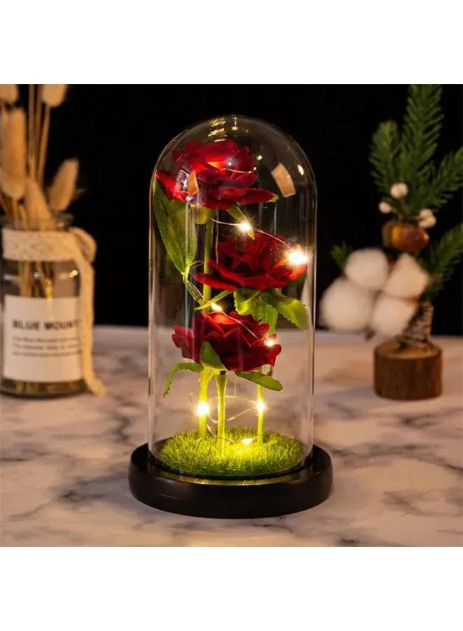 Valentine's Day Rose Gift for Her – Beauty and the Beast-Inspired Rose with Grass and Black Base, Perfect for Anniversaries, Birthdays, and Romantic Occasions