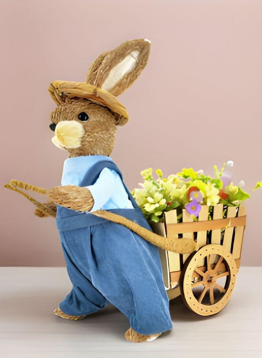 FATIO 42 cm Easter Bunny Figure Handmade with Straw, Party and Easter Decoration Home Decor