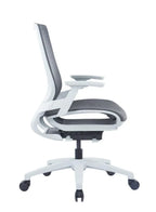 Ergonomic Grey Mesh Office Chair with Adjustable Armrests and Four-Position Lock Mechanism for Home or Office