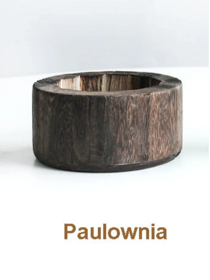 Elegant Glass Flower Vase with Wooden Base - Handcrafted Home Decor for Home and Offices