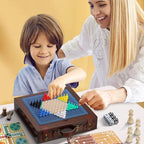 لوحة شطرنج متعددة الوظائف في علبة خشبية - مجموعة 12 في 1