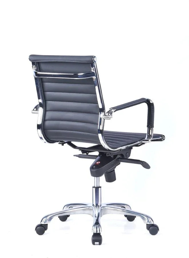 Executive Office Chair with High-Quality PU, Chrome Frame, 4-Lock Synchro Mechanism, Aluminum Base