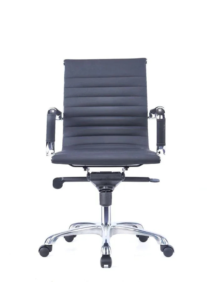 Executive Office Chair with High-Quality PU, Chrome Frame, 4-Lock Synchro Mechanism, Aluminum Base
