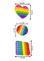 3-Pack Silicone Pop It Push Bubbles Sensory Toy Set - Shapes: Heart, Square, and Round