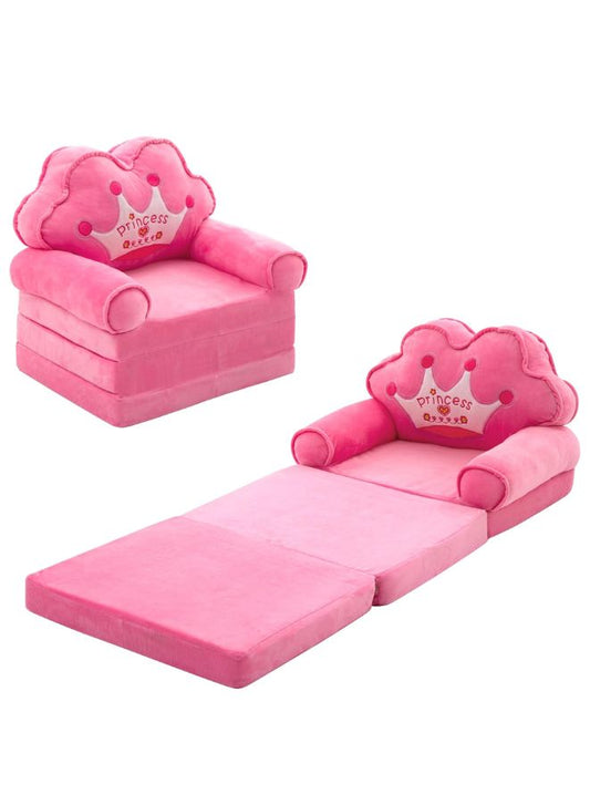 Foldable Toddler Chair Lounger for Kids, Removable and Washable Lazy Sleeping Sofa for Kids, Baby Sofa Bed Foldable Chair, Pink Princess