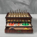 لعبة لوحية متعددة الوظائف 10 في 1 في علبة خشبية