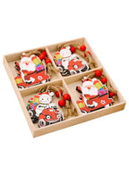 Vintage-Inspired Wooden Santa Claus Christmas Ornaments (12-Pack) - Indoor & Outdoor Decor