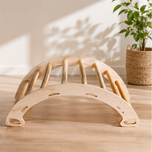 Wooden Rainbow Colored Rocker Balance Board for Kids aged 2 to 9, Wooden Kid's Furniture toy for Active Play