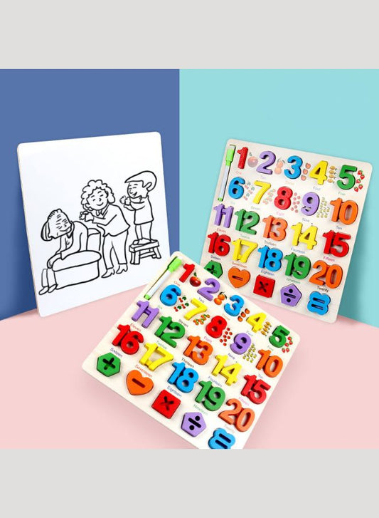 Numbers Puzzle, Kids Early Development Toy, 3D Wooden Number set
