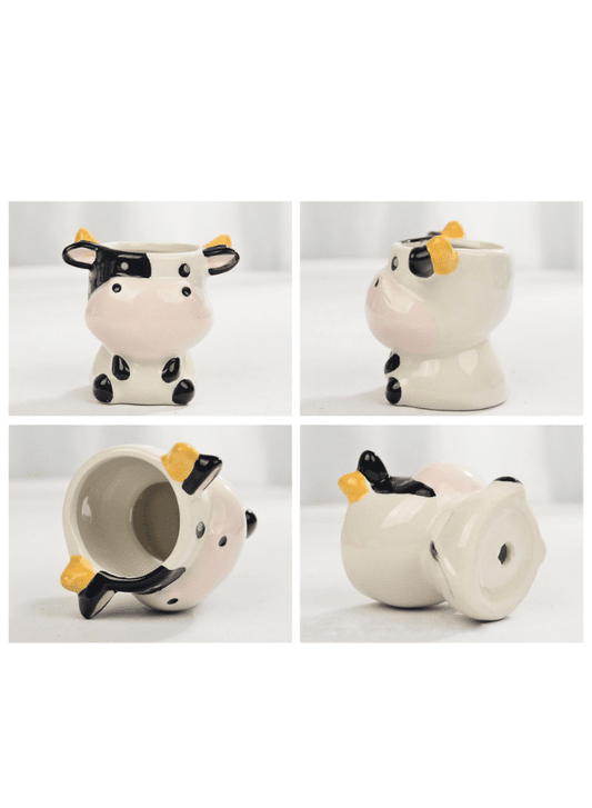 Cute Succulent Indoor Plant Pot, Succulent Pots with Drainage Hole, Cow