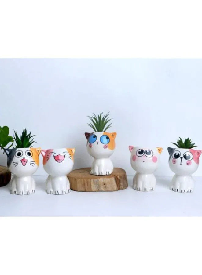 Cute Succulent Mini Cat Indoor Plant Pot with Drainage Hole, Cat B