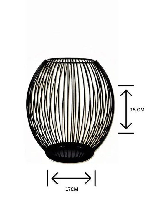 Black Geometric Hollow Oval Candle Holder
