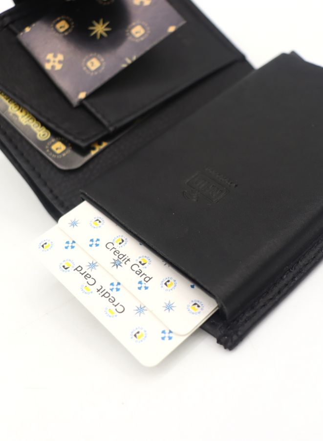R Roncato Compact RFID Leather Wallet for Men – Italian Nappa Leather with Metal Card Holder, Cash and Coin Compartments