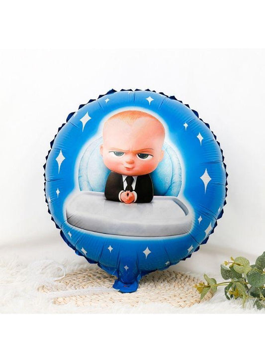 Party Propz Boss Baby Theme Decorations Foil Balloons Set - 8 Pcs for For Balloon Decoration for Birthday Boy/Kids Birthday Party Decoration Items/Blue Colour Happy Bday Balloon decoration Items