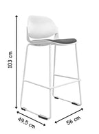 كرسي بار عصري بمسند ظهر من ألياف زجاجية PP+، ومقعد من الإسفنج عالي الكثافة، وإطار ساق من الحديد الصلب مطلي بمسحوق أبيض