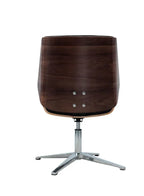 كرسي مكتب جلدي متوسط الظهر - تصميم ثابت مع غطاء من البولي يوريثان وقاعدة من الألومنيوم