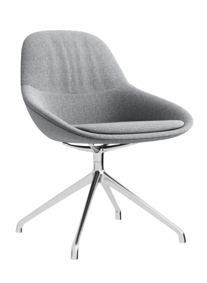 كرسي زوار رمادي عصري بأرجل من الكروم على شكل نجمة - مقعد مريح للمكتب والاستقبال