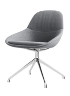 كرسي زوار رمادي عصري بأرجل من الكروم على شكل نجمة - مقعد مريح للمكتب والاستقبال