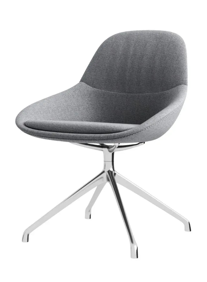 كرسي زوار رمادي عصري بأرجل من الكروم على شكل نجمة - مقعد مريح للمكتب والاستقبال