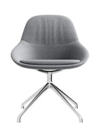 كرسي زوار رمادي عصري بأرجل من الكروم على شكل نجمة - مقعد مريح للمكتب والاستقبال