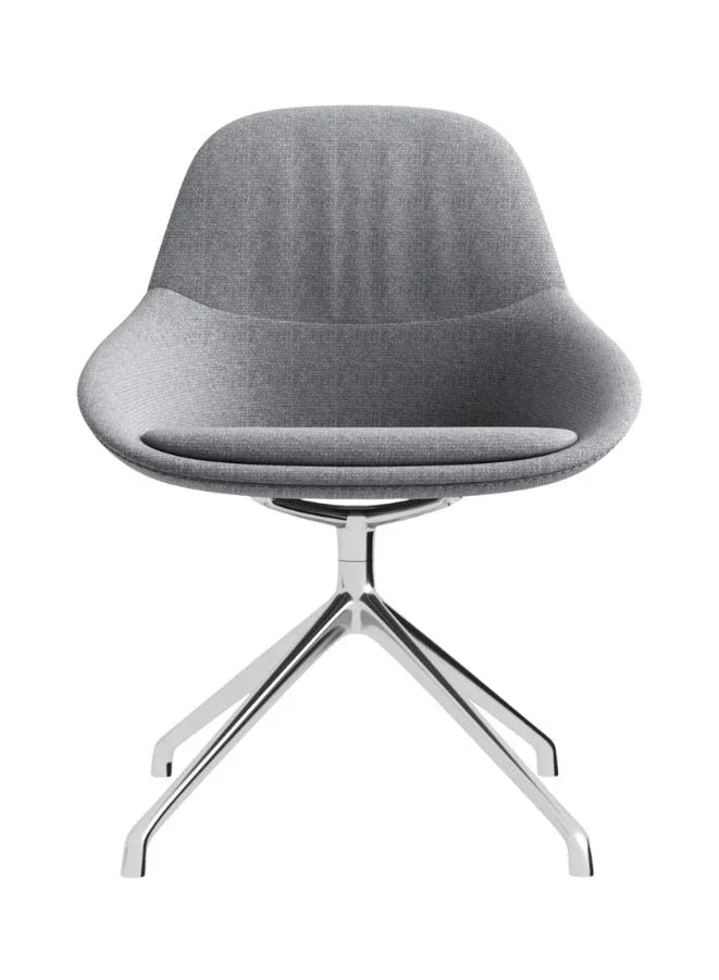 كرسي زوار رمادي عصري بأرجل من الكروم على شكل نجمة - مقعد مريح للمكتب والاستقبال